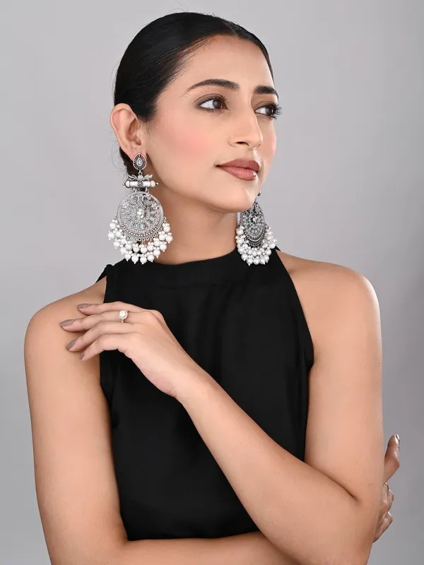 Oxidised_Silver_Meenakari_Peacock_Earrings