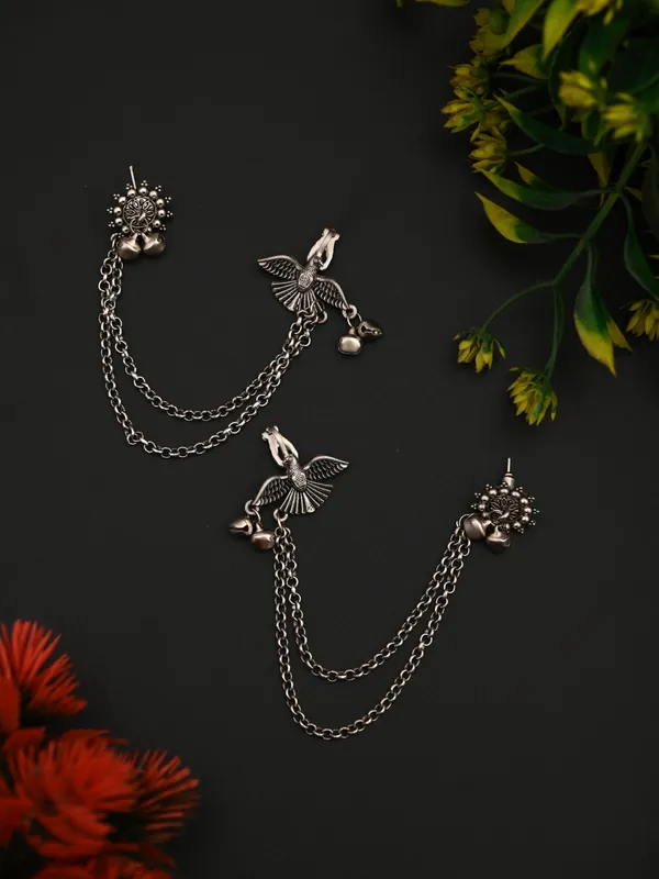 Oxidised_Silver_Bird_Ear_Cuff_with_Chains