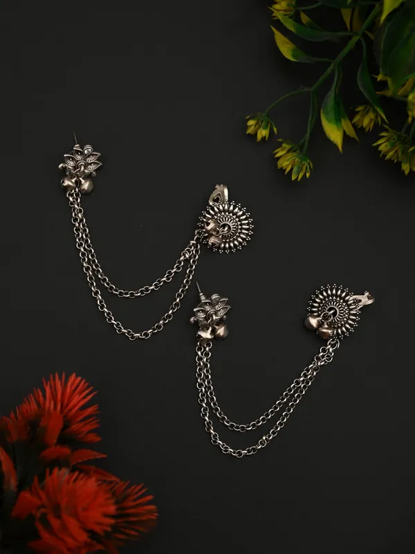 Oxidised_Silver_Ear_cuff_with_Chains