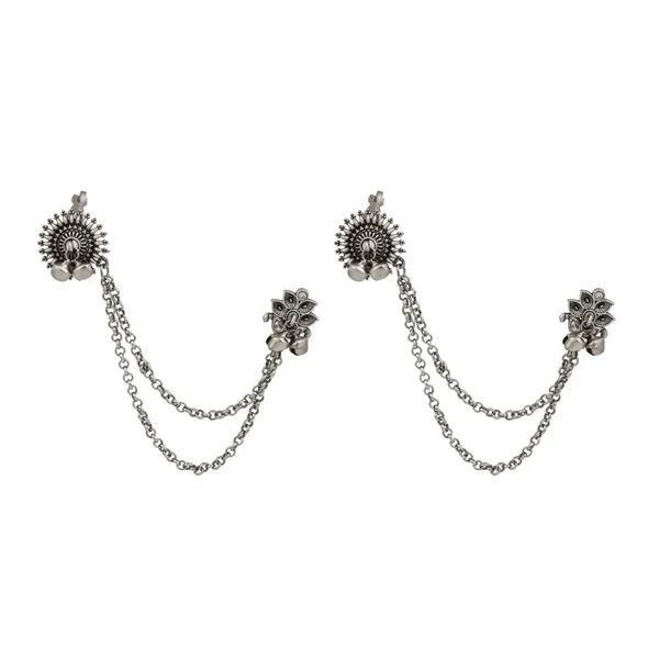 Oxidised_Silver_Ear_cuff_with_Chains