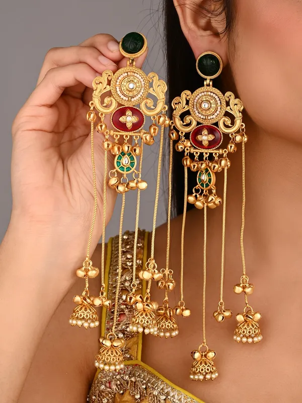 Emerald_&_Ruby_Chandbali_Chandelier_Earrings