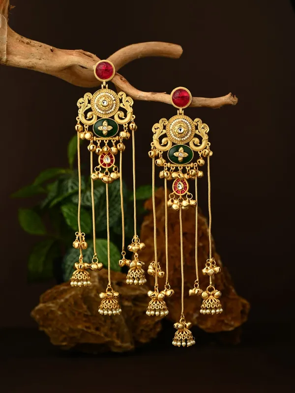 Emerald_&_Ruby_Chandbali_Chandelier_Earrings