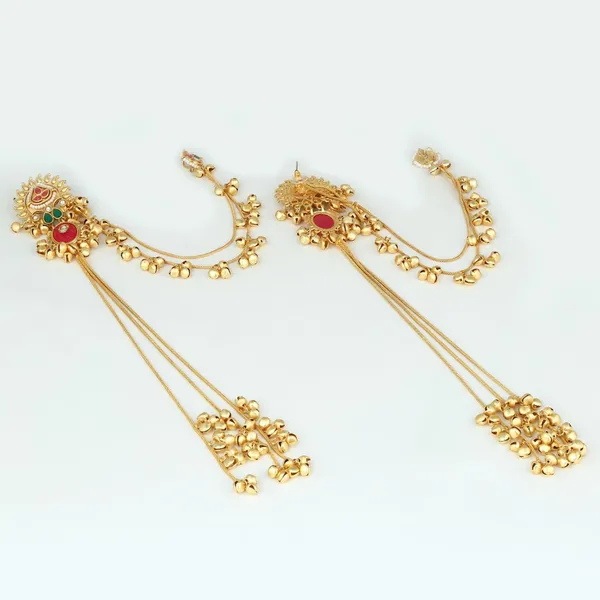 Gold_plated,_long_Kashmiri_earring_with_Ear_chains