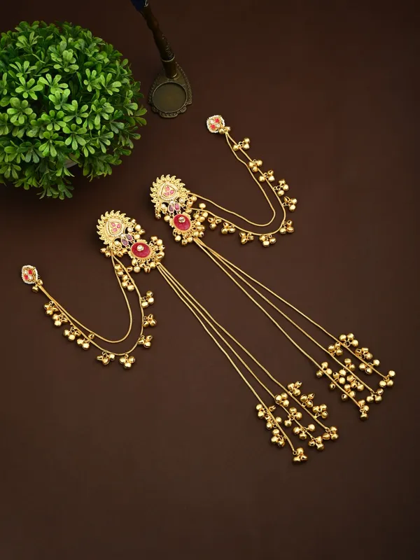 Gold_plated,_long_Kashmiri_earring_with_Ear_chains