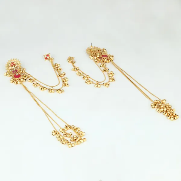 Gold_plated,_long_Kashmiri_earring_with_Ear_chains