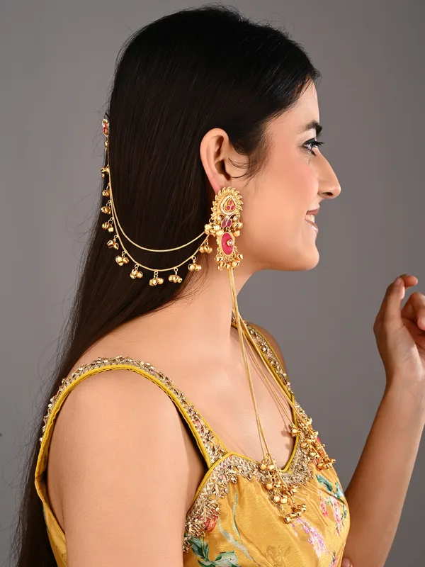 Gold_plated,_long_Kashmiri_earring_with_Ear_chains