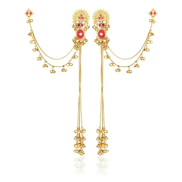Gold_plated,_long_Kashmiri_earring_with_Ear_chains