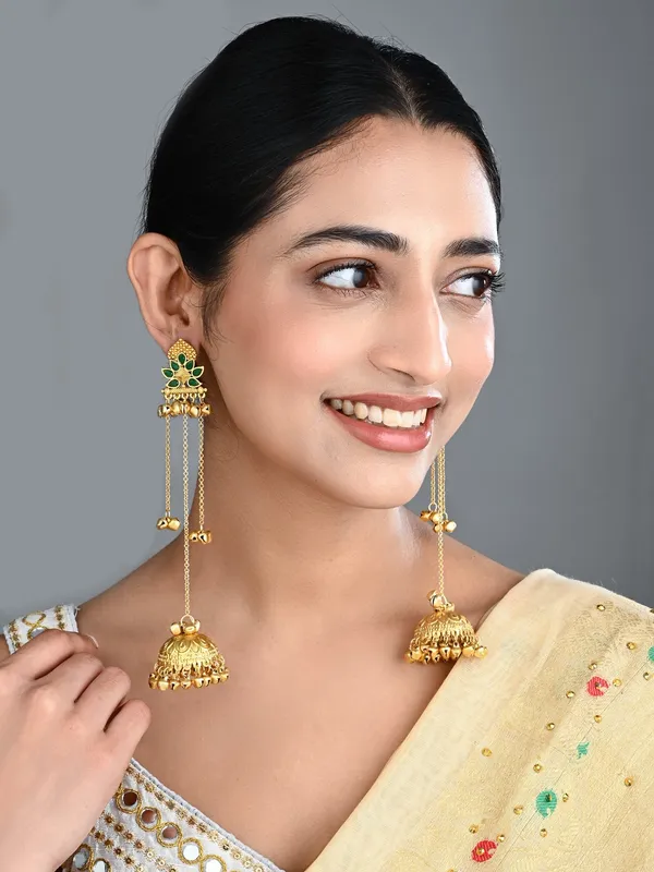 Floral_Jhumka_Earrings_with_Ghungroo_Chain_Tassels