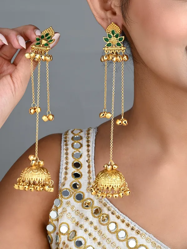 Floral_Jhumka_Earrings_with_Ghungroo_Chain_Tassels