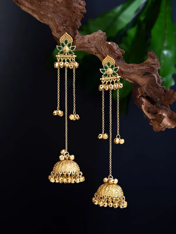 Floral_Jhumka_Earrings_With_Ghungroo_Chain_Tassels