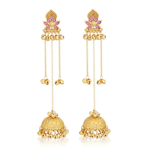 Floral_Jhumka_Earrings_with_Ghungroo_Chain_Tassels