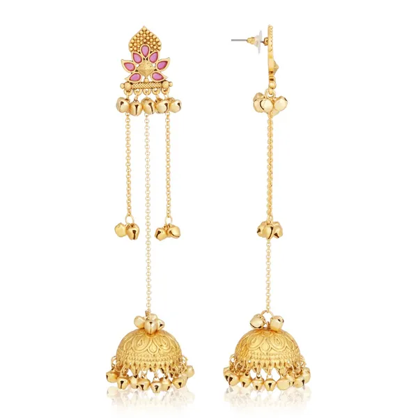 Floral_Jhumka_Earrings_With_Ghungroo_Chain_Tassels