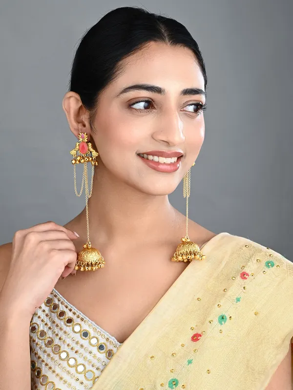 Ruby_Temple_Jhumka_Earrings_with_Chain_Tassels