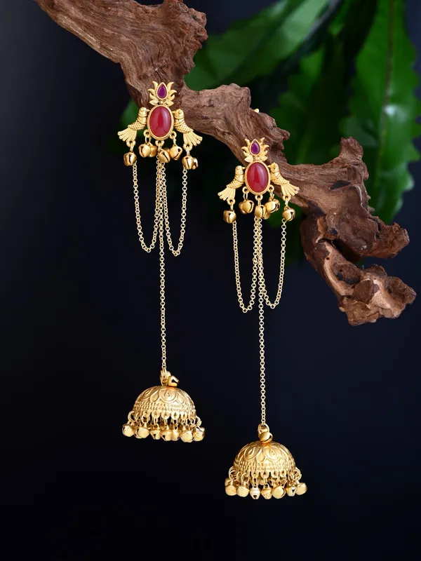 Ruby_Temple_Jhumka_Earrings_with_Chain_Tassels