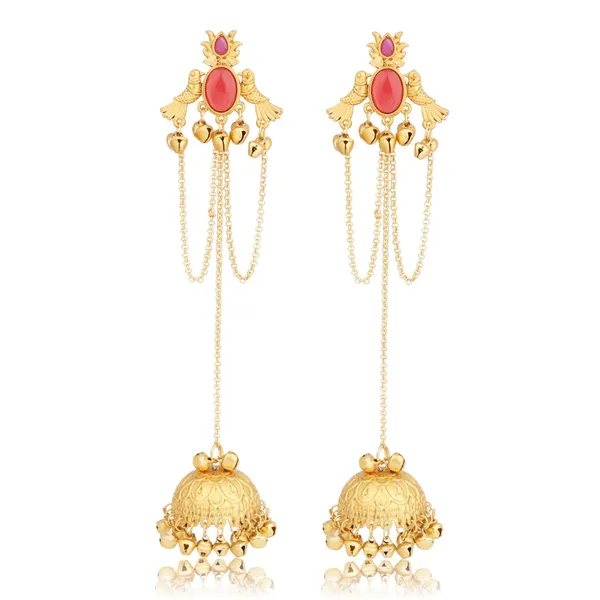 Ruby_Temple_Jhumka_Earrings_with_Chain_Tassels