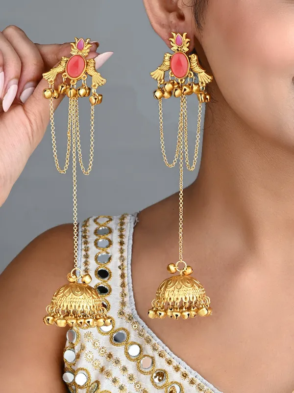 Ruby_Temple_Jhumka_Earrings_with_Chain_Tassels