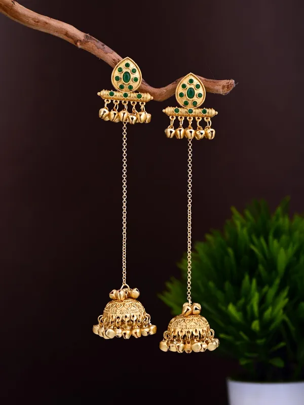 Temple_Jhumka_Earrings_with_Long_Chain_Tassels