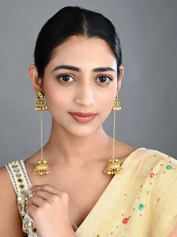 Temple_Jhumka_Earrings_with_Long_Chain_Tassels