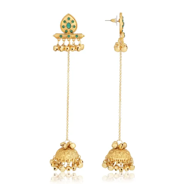 Temple_Jhumka_Earrings_With_Long_Chain_Tassels