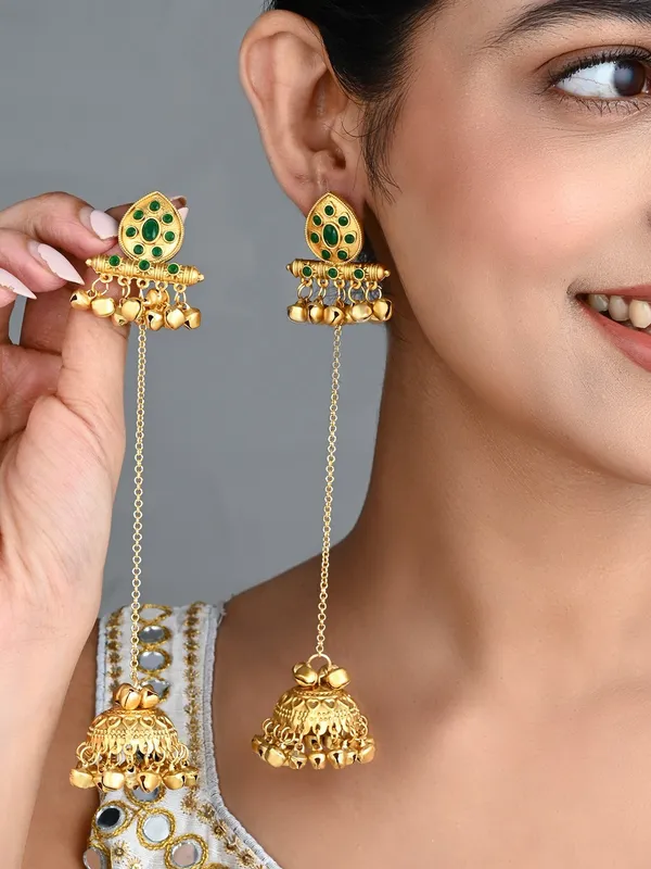 Temple_Jhumka_Earrings_With_Long_Chain_Tassels