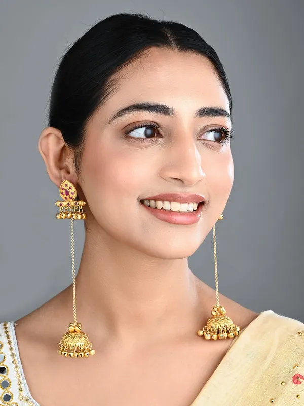 Temple_Jhumka_Earrings_with_Long_Chain_Tassels