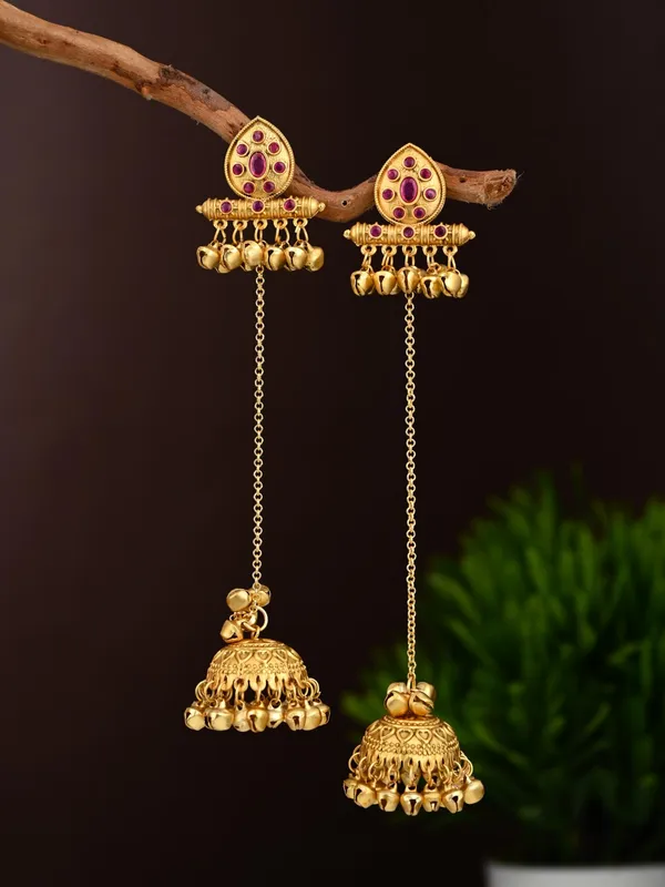 Temple_Jhumka_Earrings_with_Long_Chain_Tassels