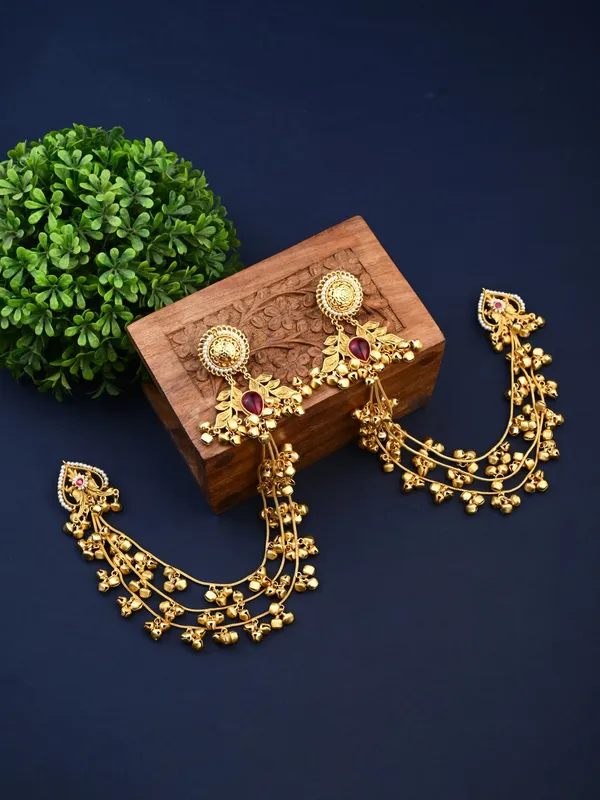 Gold_Plated_Studs_With_Ear_Chains