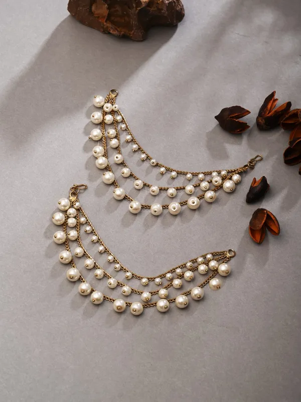 Gold_plated_three_layered_Ear_chains_with_beads