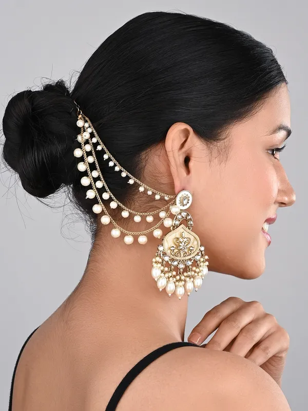 Gold_plated_three_layered_Ear_chains_with_beads