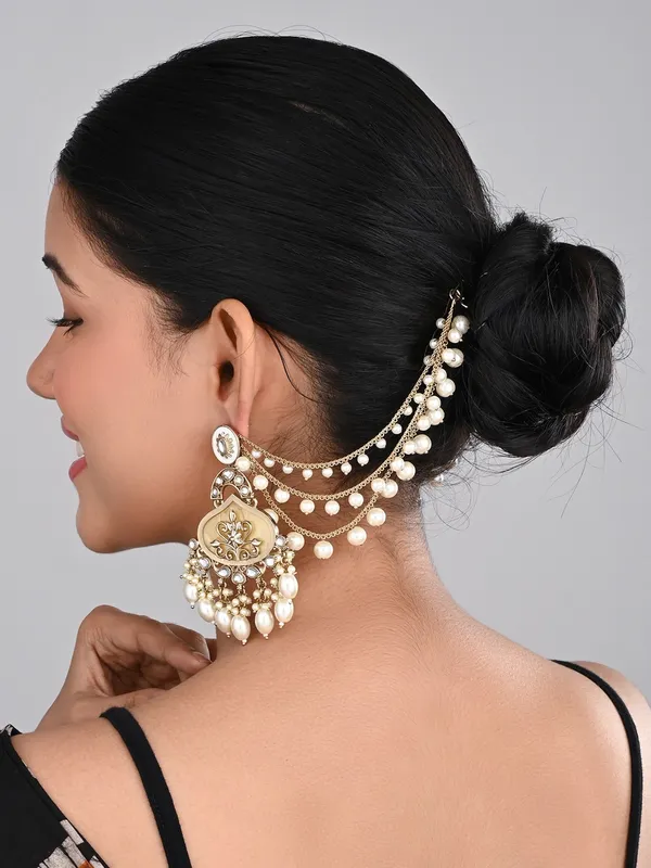 Gold_Plated_Three_Layered_Ear_Chains_With_Beads