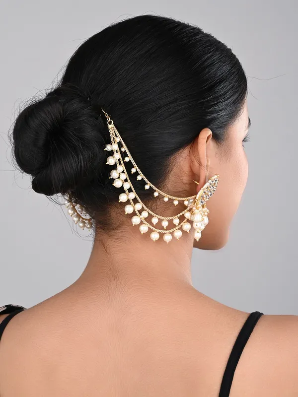 Gold_plated_three_layered_Ear_chains_with_beads
