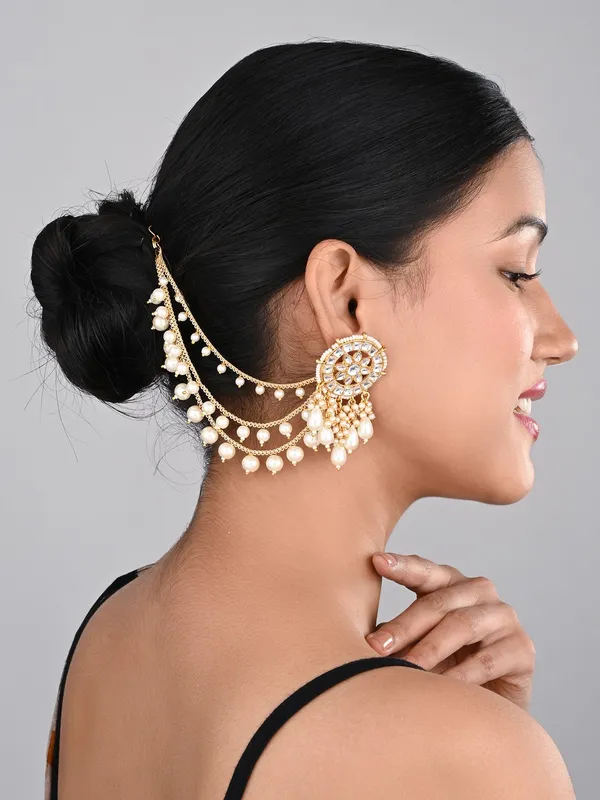 Gold_plated_three_layered_Ear_chains_with_beads