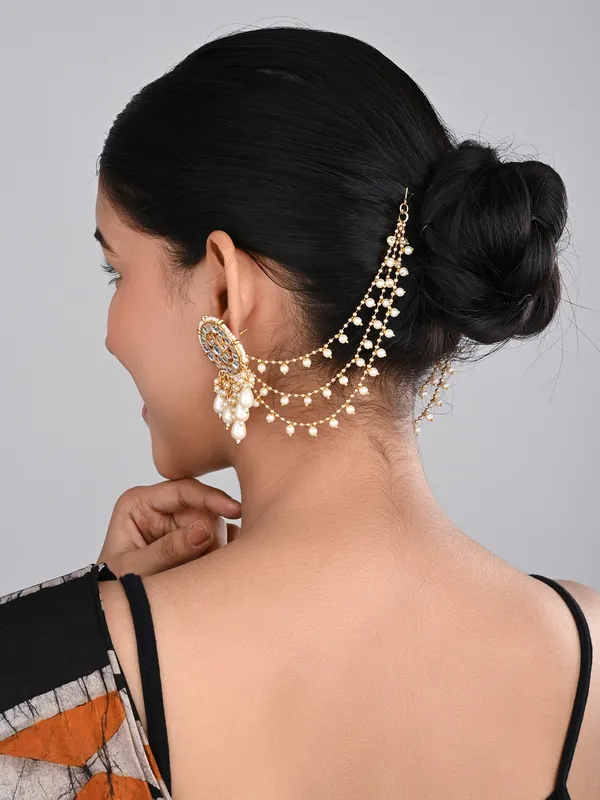 Gold_plated_three_layered_Ear_chains_with_beads