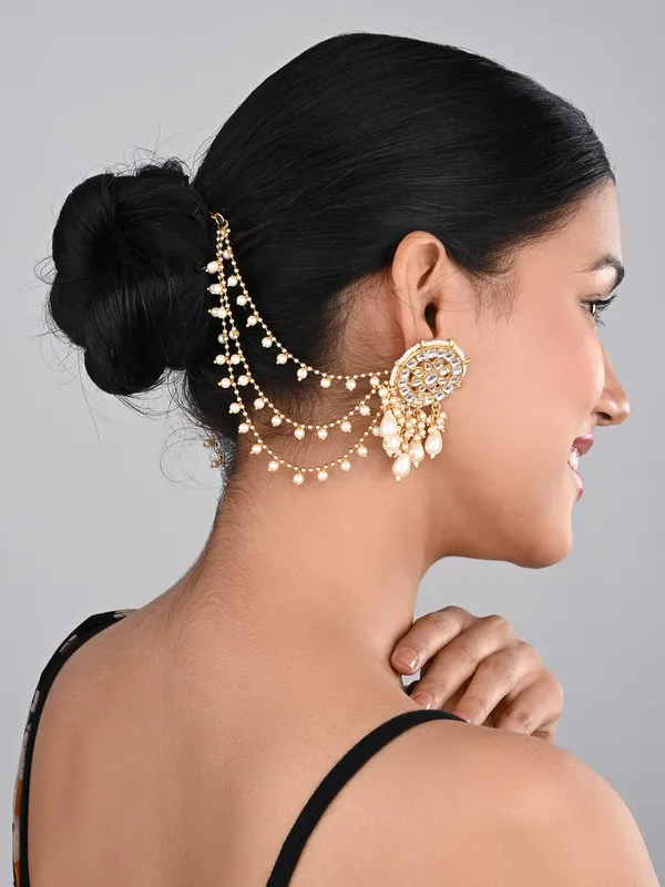 Gold_plated_three_layered_Ear_chains_with_beads