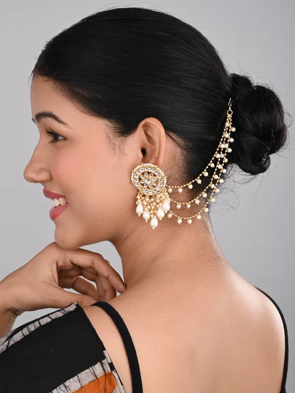 Gold_plated_three_layered_Ear_chains_with_beads