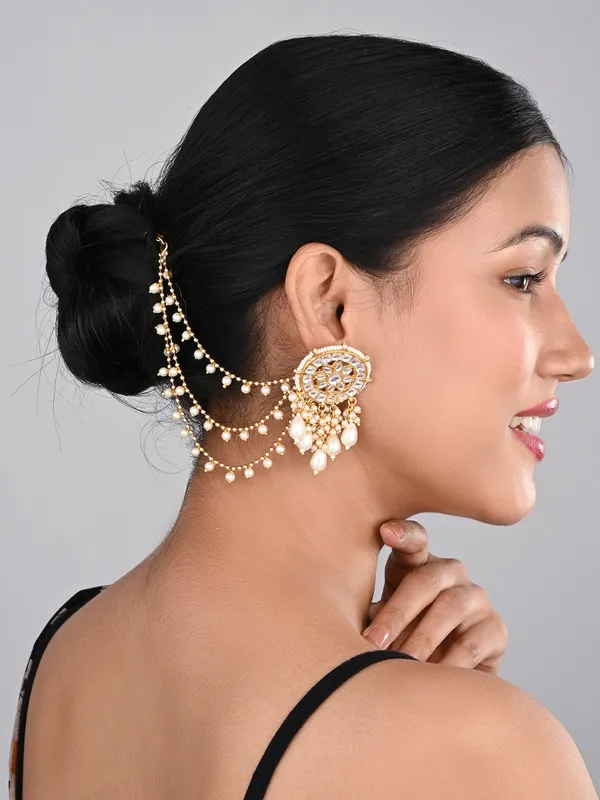 Gold_Plated_Three_Layered_Ear_Chains_With_Beads