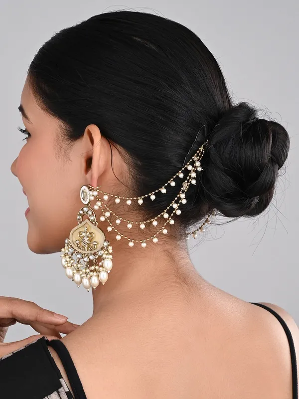 Gold_Plated_Three_Layered_Ear_Chains_With_Beads