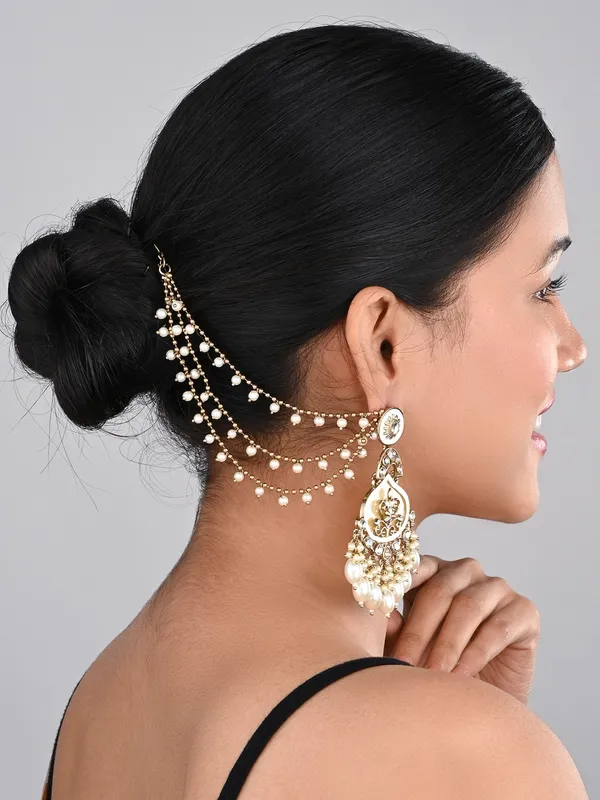 Gold_Plated_Three_Layered_Ear_Chains_With_Beads