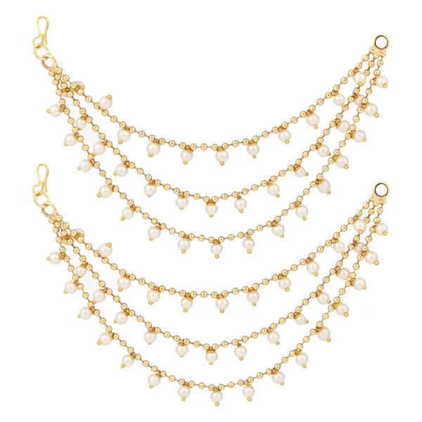 Gold_Plated_Three_Layered_Ear_Chains_With_Beads