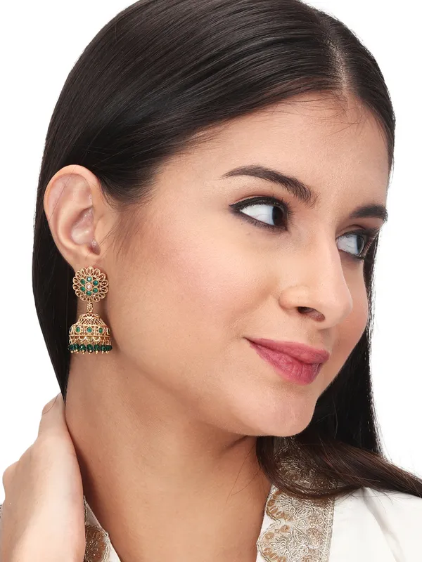 Emerald_Bloom_Filigree_Jhumka_Earrings