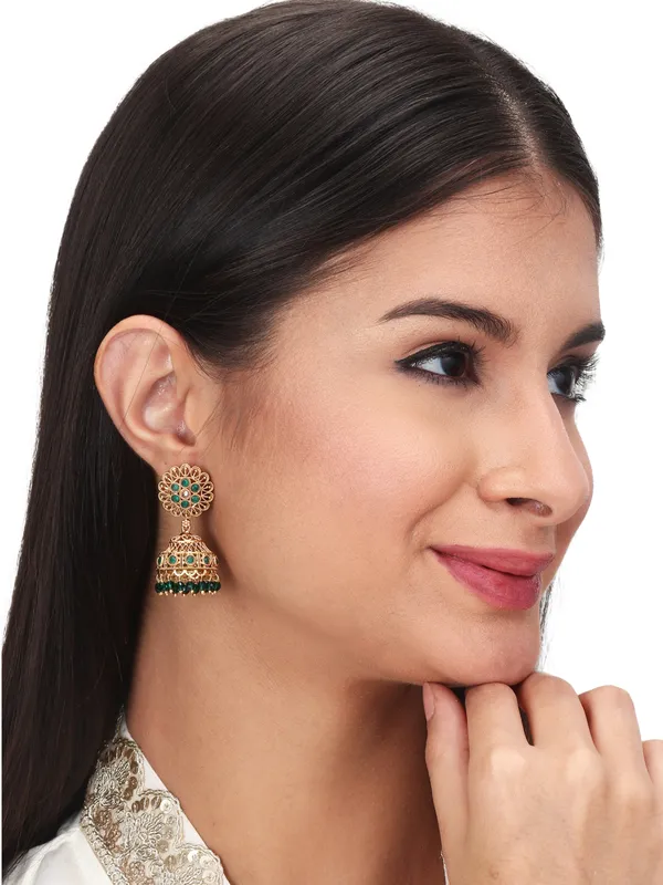 Emerald_Bloom_Filigree_Jhumka_Earrings