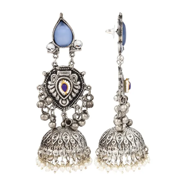 Silver_oxydised_lightweight_long_Jhumka_Earring