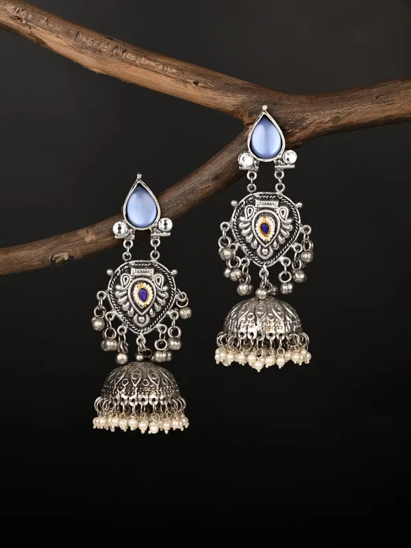 Silver_Oxydised_Lightweight_Long_Jhumka_Earring
