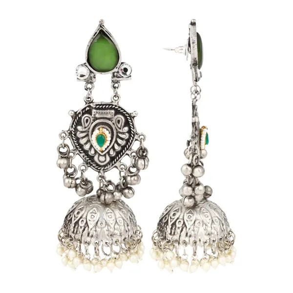 Silver_oxydised_lightweight_long_Jhumka_Earring