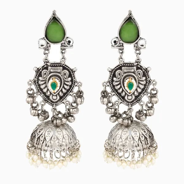 Silver_oxydised_lightweight_long_Jhumka_Earring