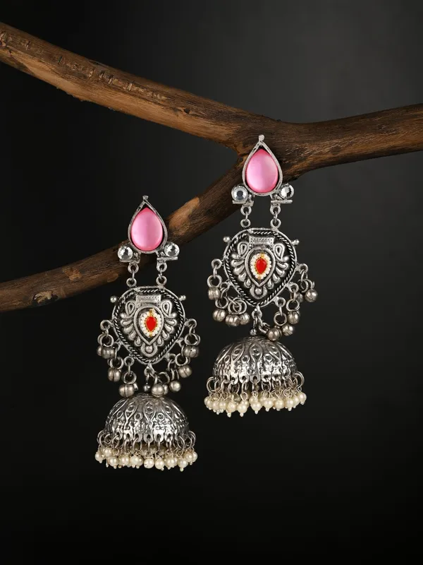 Silver_oxydised_lightweight_long_Jhumka_Earring