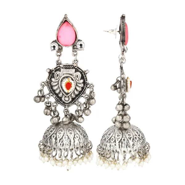 Silver_oxydised_lightweight_long_Jhumka_Earring
