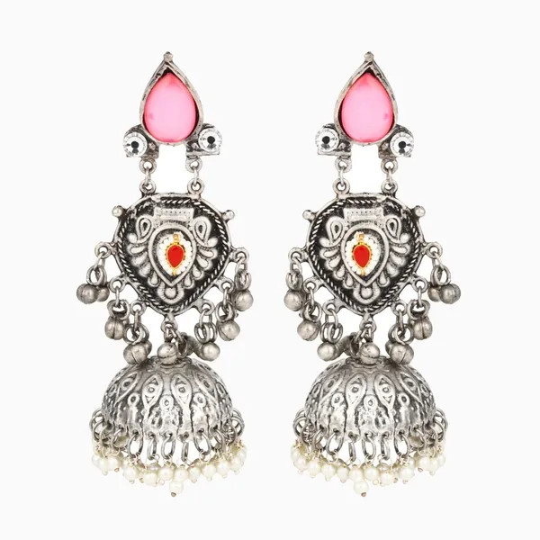 Silver_oxydised_lightweight_long_Jhumka_Earring
