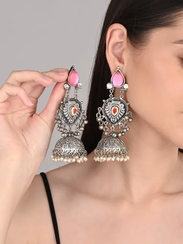 Silver_Oxydised_Lightweight_Long_Jhumka_Earring