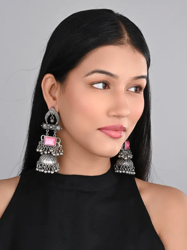 Silver_oxydised_lightweight_long_Jhumka